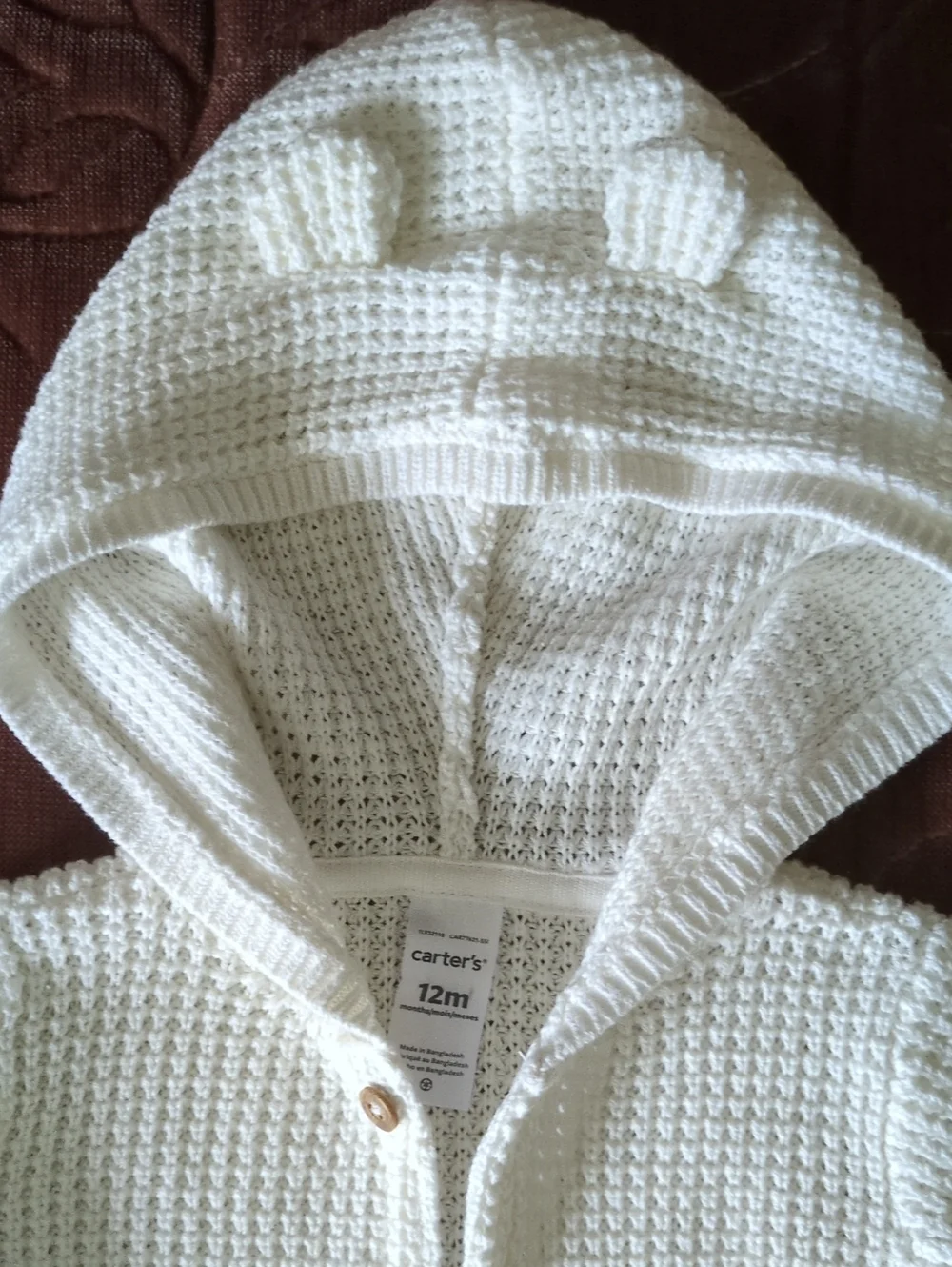Carter's Cream Hooded Knit Baby Cardigan